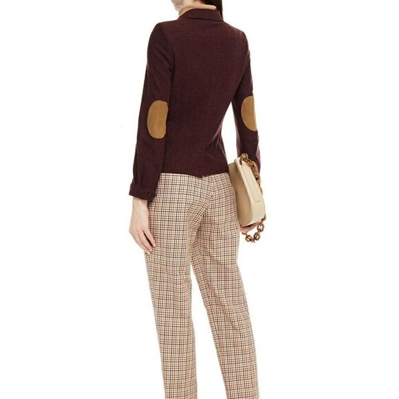 Purdey‎ Gun & Rifle Makers Drummond Suede-Trimmed Cashmere Blazer Merlot Women 8 - Picture 2 of 14